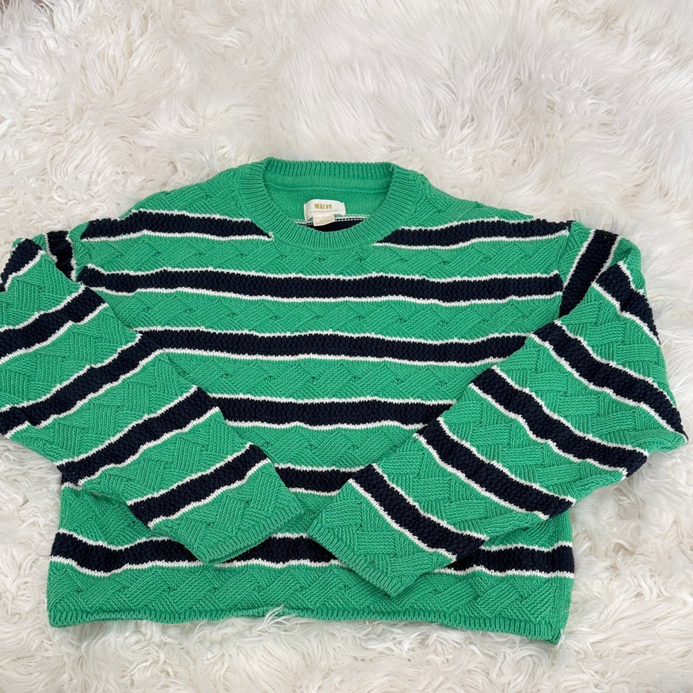 Mauve Green and Navy Striped Sweater